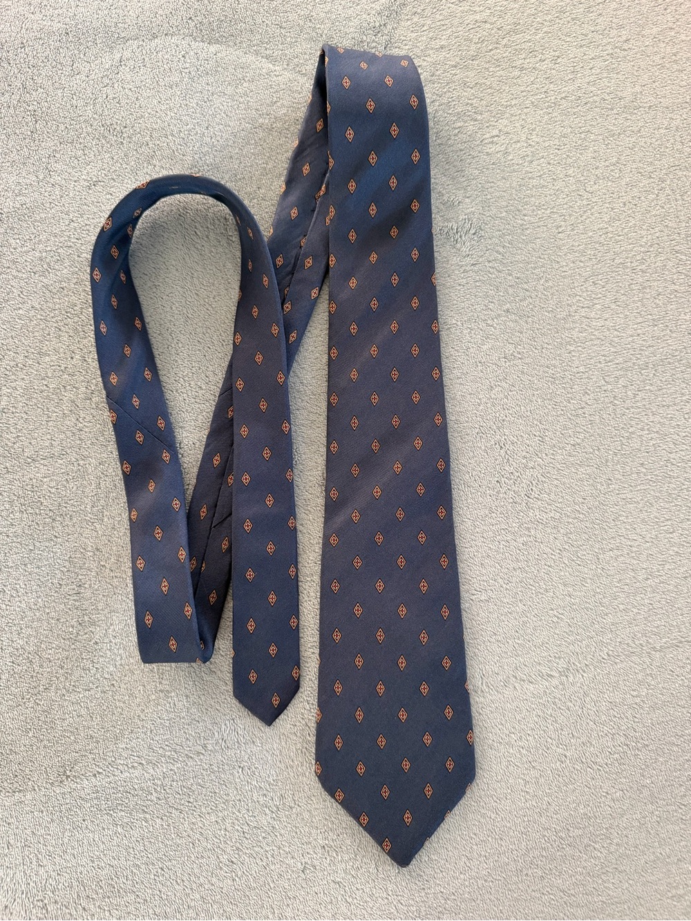DIOR Navy Tie with Copper Diamond Motifs
